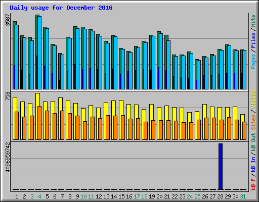 Daily usage for December 2016