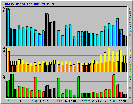Daily usage for August 2021