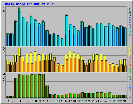 Daily usage for August 2022