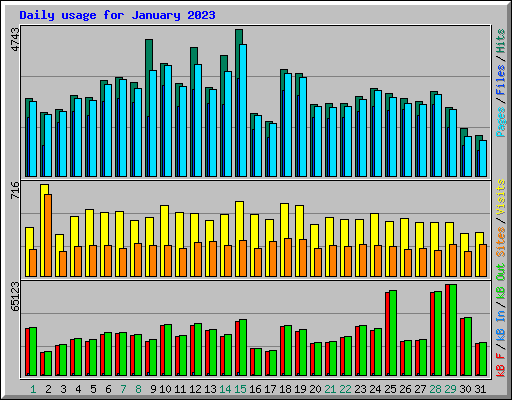Daily usage for January 2023