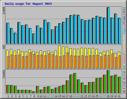 Daily usage for August 2023