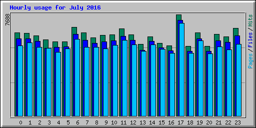 Hourly usage for July 2016