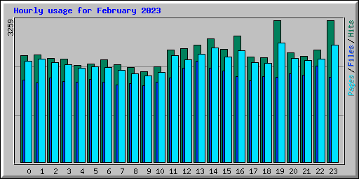 Hourly usage for February 2023